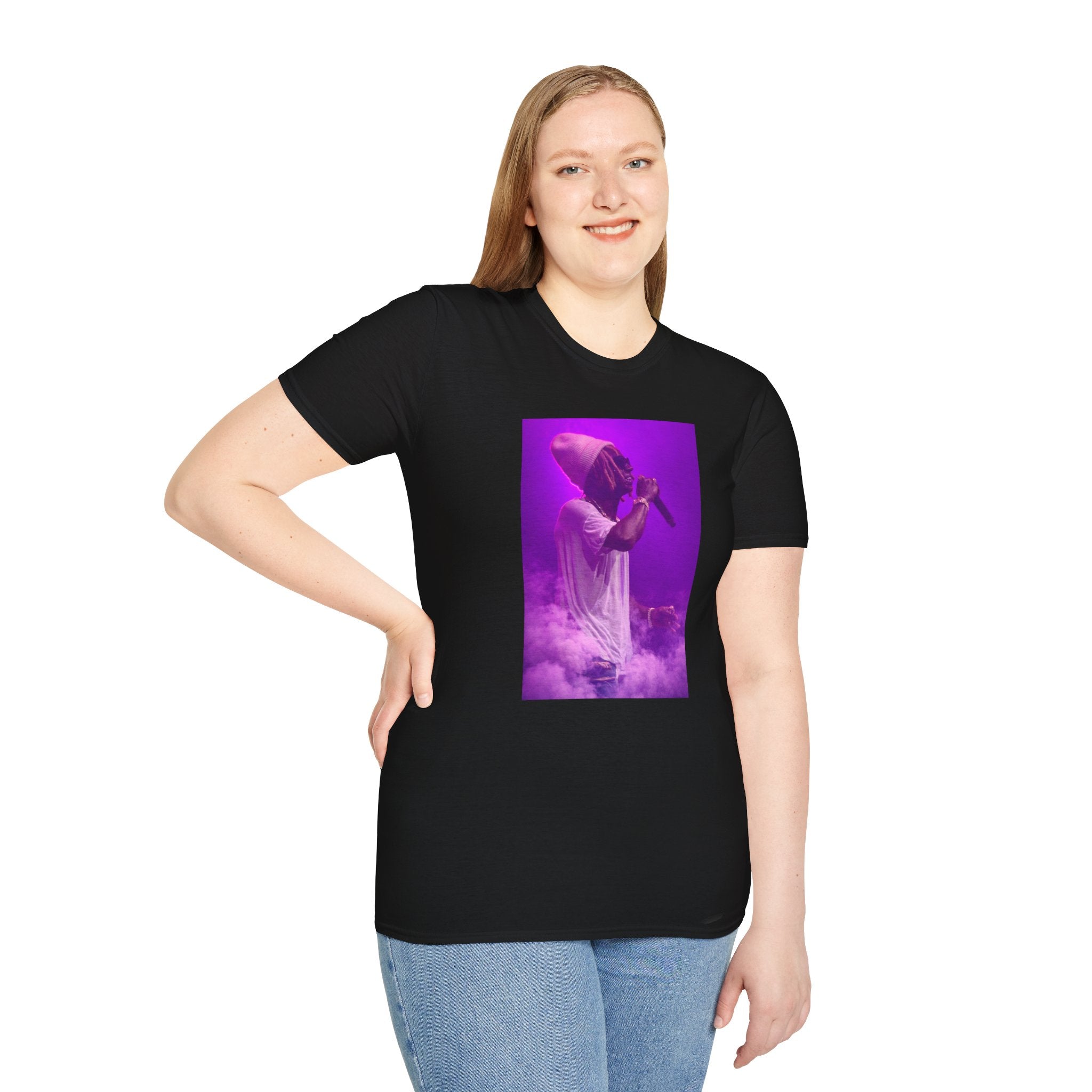 Concert Photo T-Shirt — Purple Stage Singer Graphic Tee