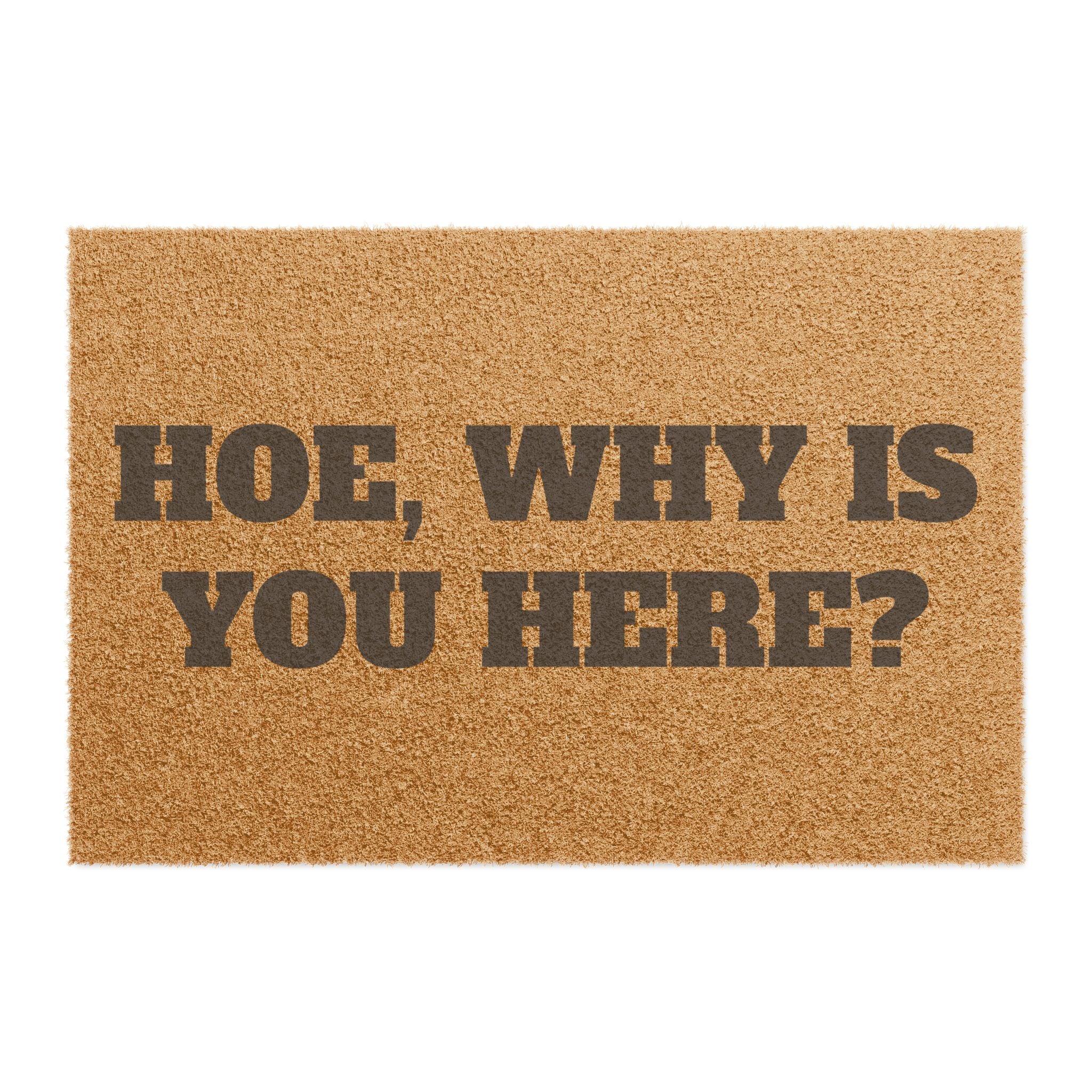 Doormat - "Hoe, Why Is You Here?" Funny Outdoor Welcome Mat