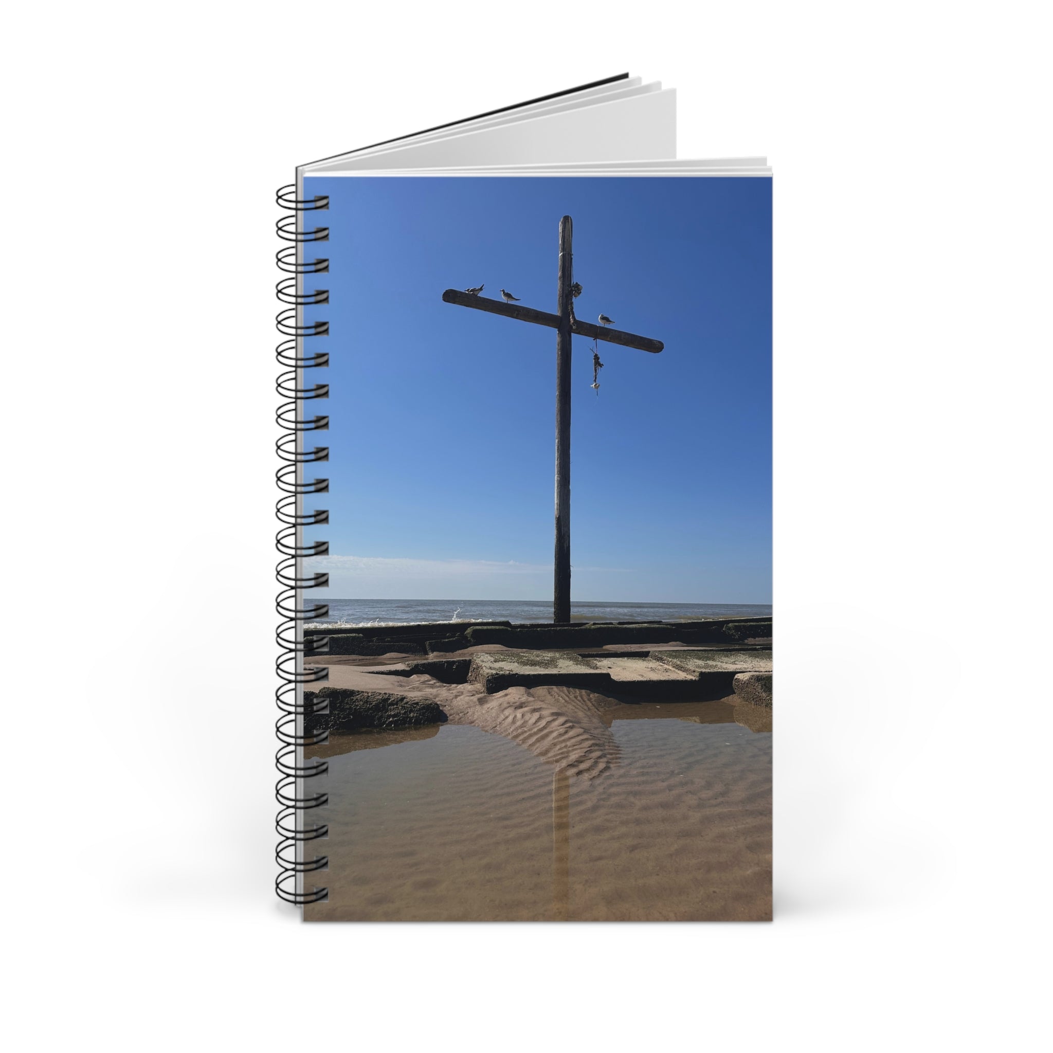Coastal Cross Spiral Journal — Beach Reflection Notebook