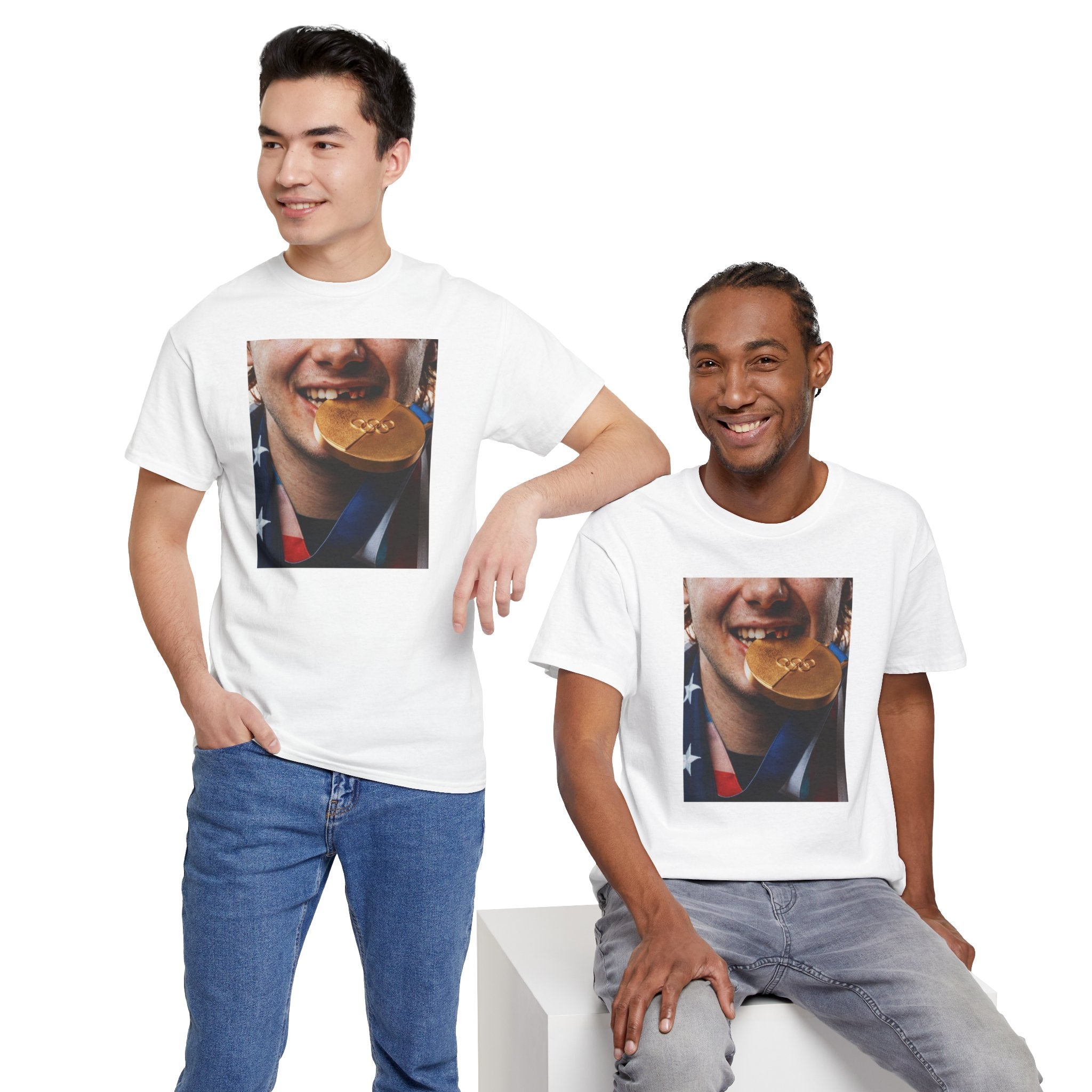 Gold Medal Smile T-Shirt — Olympic Victory Photo Tee