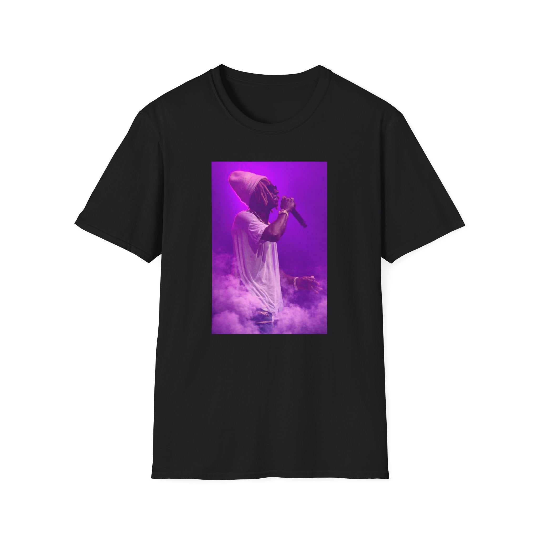 Concert Photo T-Shirt — Purple Stage Singer Graphic Tee