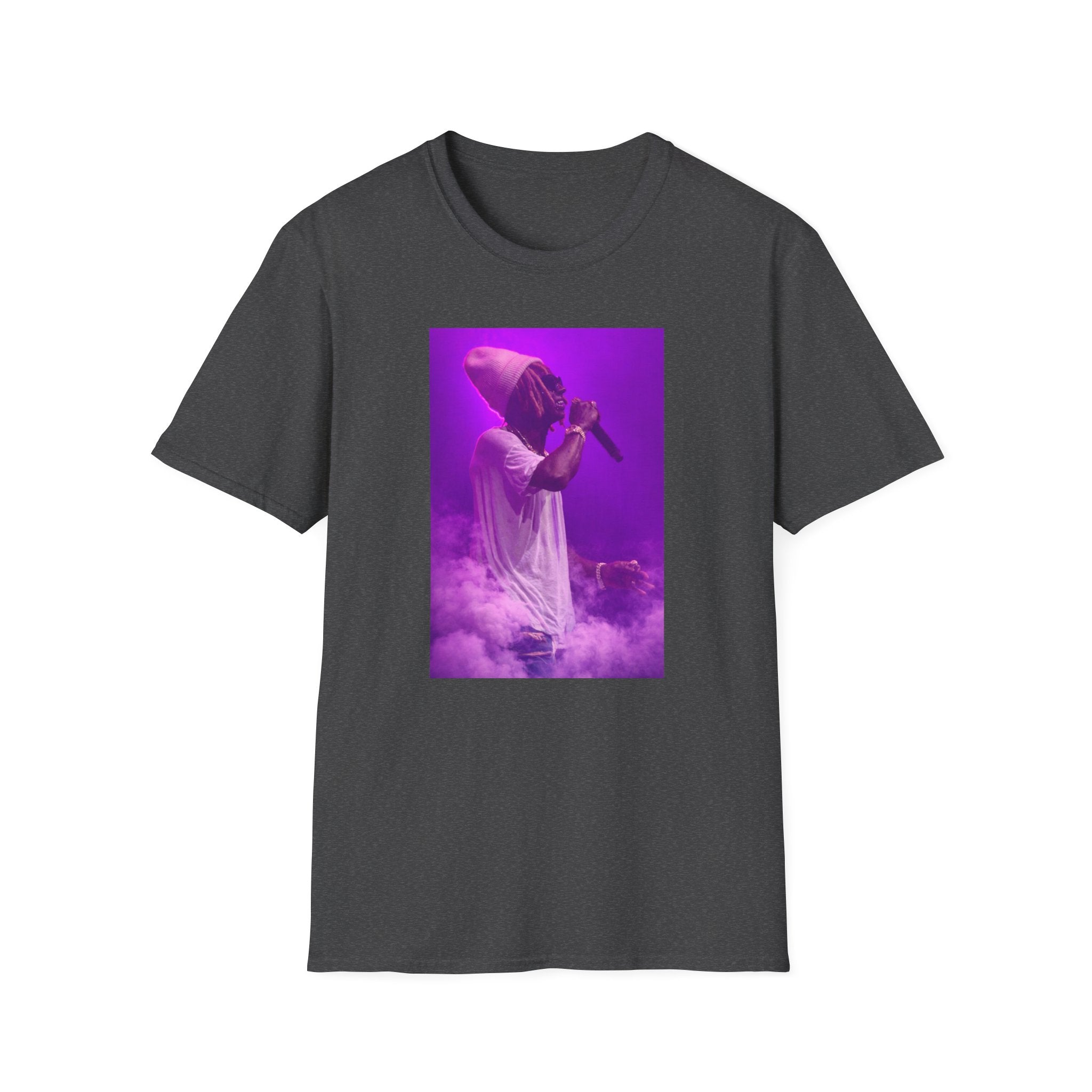 Concert Photo T-Shirt — Purple Stage Singer Graphic Tee